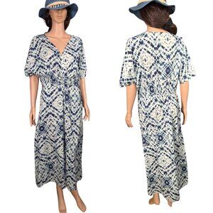 Diega Blue & White Tie-Dye Print Maxi Dress – Size XL